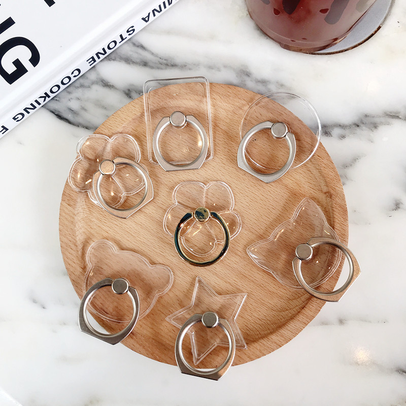 Transparenter Fingerring-Handyhalter, drehbarer Stützring, starker Kleber, PC-Acryl-Handyring
