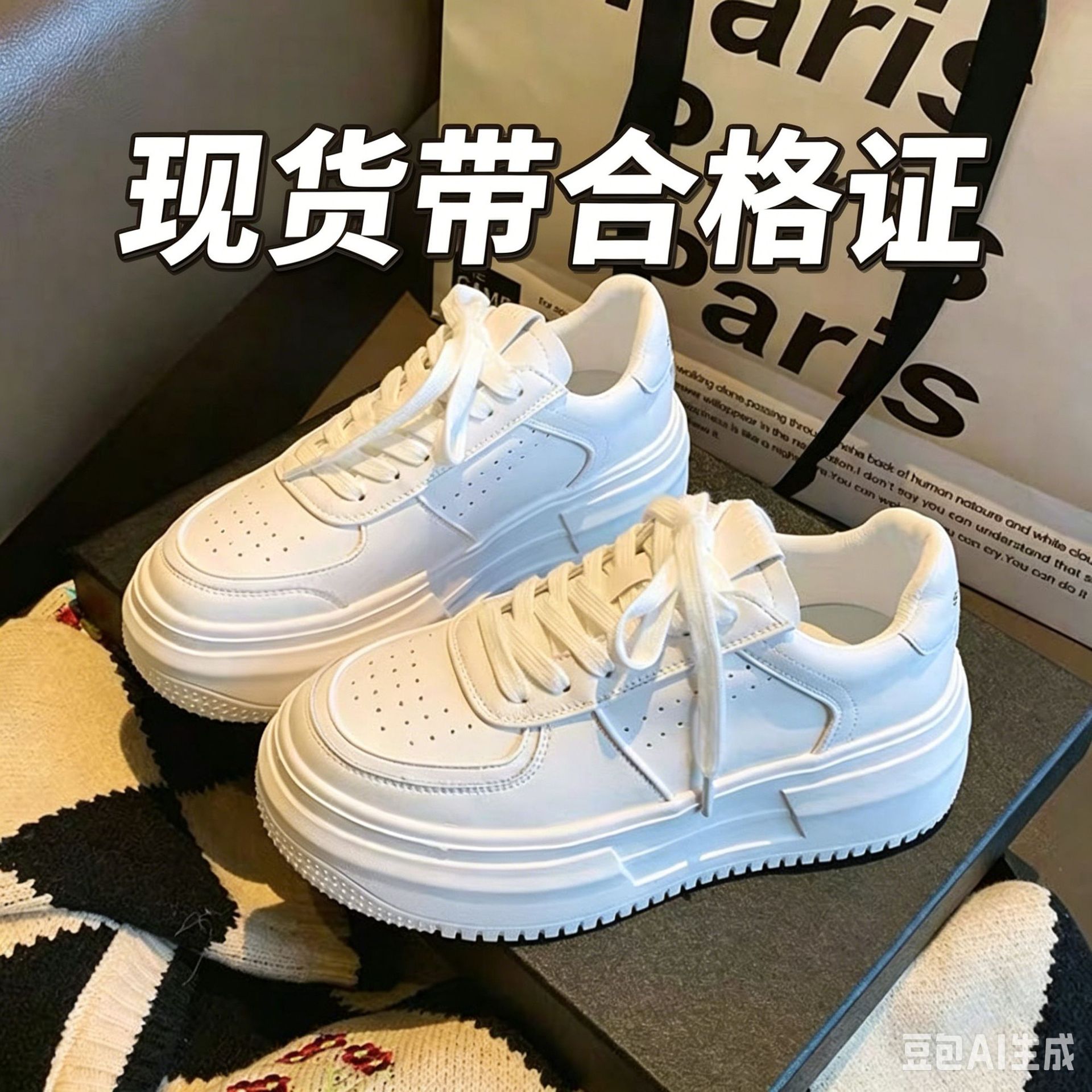 Cross-border lightning silos with thick, white shoes and soft skins and leisure shoes.