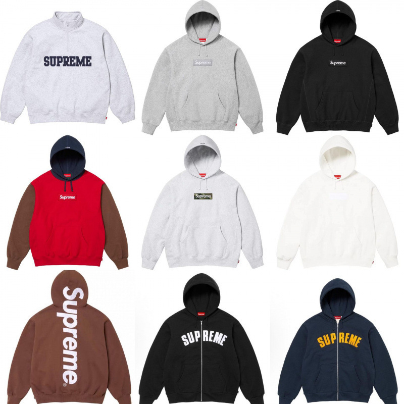 高版本supreme25SS 潮牌HOODED SWEATSHIRT 大LOGO加绒帽衫卫衣