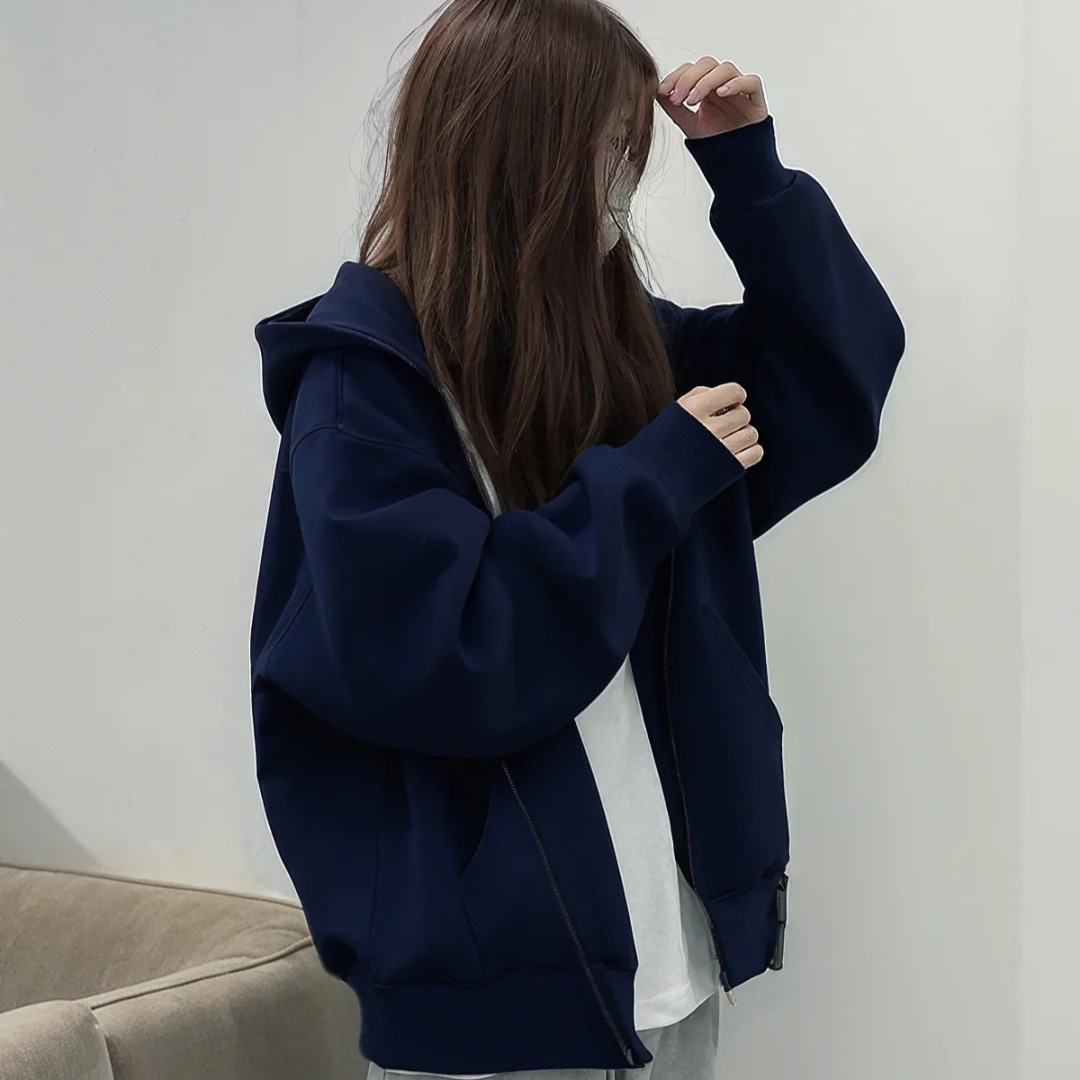 即墨卫衣大帽子外套女2026秋季新款开衫美式慵懒风上衣韩系女装冬