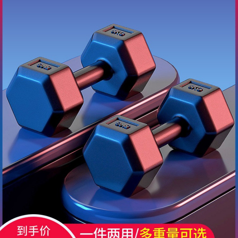 哑铃男士健身家用器材女壶铃练臂肌一对六角包胶亚玲套装组合学生