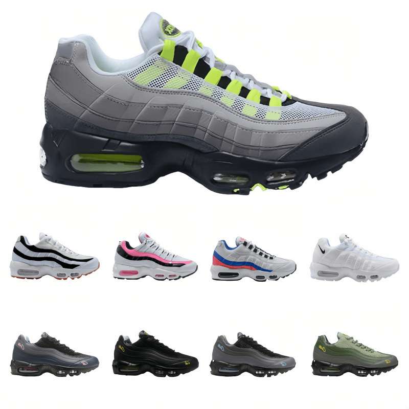 Max 95 men in air-stairs, high-stamp sneakers, a hundred free-walking women's shoes, and a factory in the field.