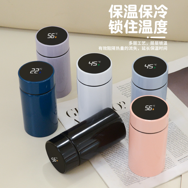 Stainless Steel Insulated Bottle Mini Pocket Cup Ins Style Smart Display Water Bottle for Men Women Kids Students Gift Customization