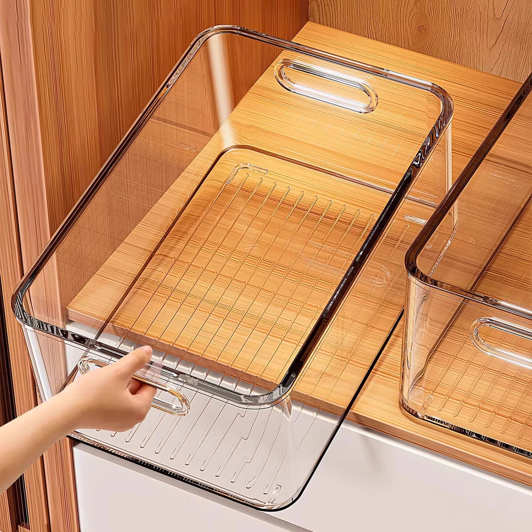 26*15.5*7.5cm medium desktop Yaklis pick-up box with transparent rectangular and groceries.