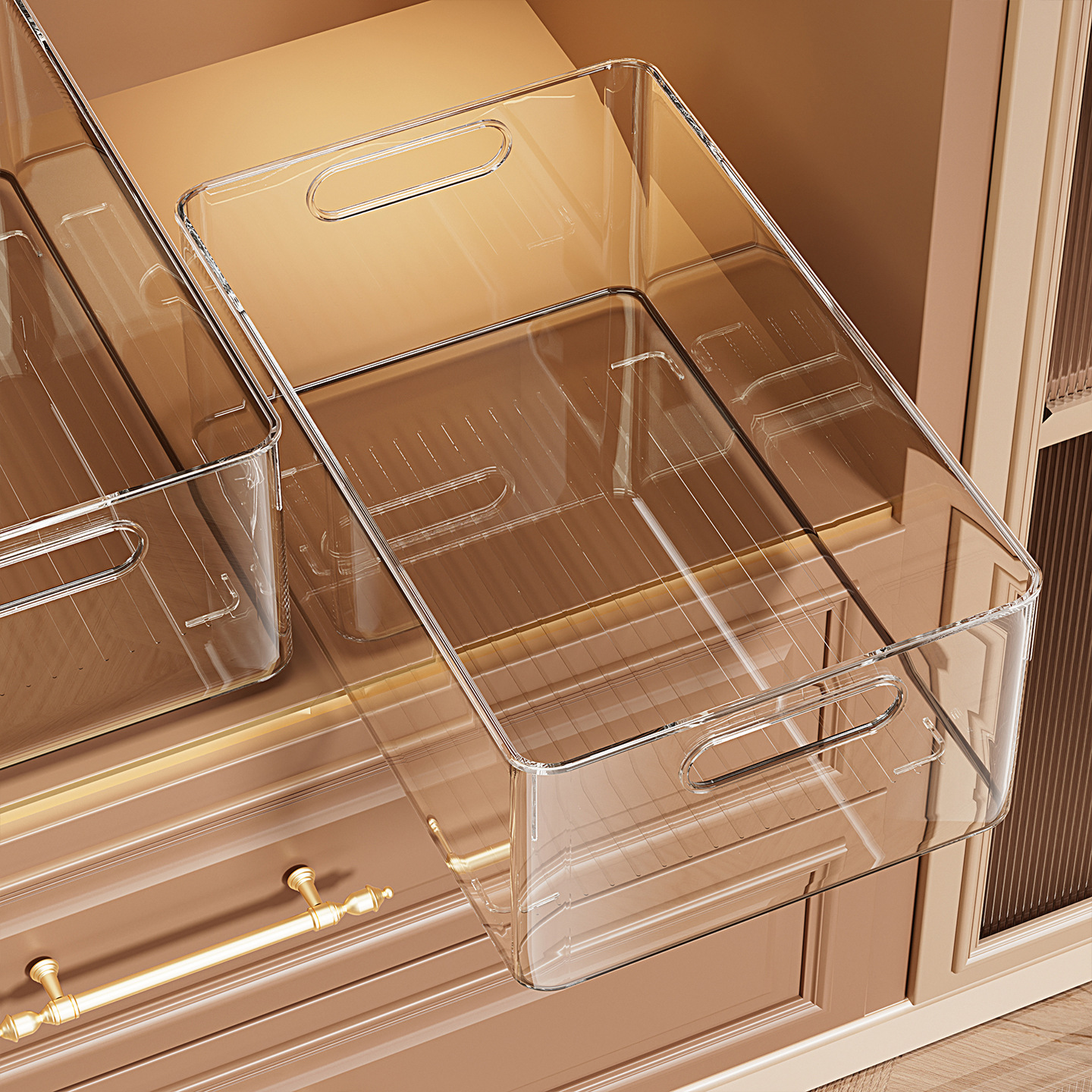Specile basket, transparent Akell's pick-up box, box of kitchen desktop storage cabinets,