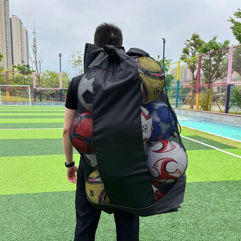 九动足球网包网袋篮球排球训练收纳袋子大球袋大网包大容量收纳袋球兜 单肩（L）