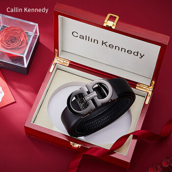 CallinKennedy皮带男士2026新款真皮纯牛皮自动扣高端名牌腰带盒七夕送男友礼物 【顺丰包邮-专柜礼盒】枪色5085L 120cm 其他长度联系备注