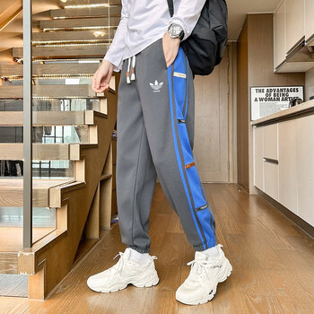 Y-3阿迪三叶草时尚秋冬季新款运动卫裤男士刺绣保暖百搭束脚裤休闲裤 深灰色 4XL 建议185-200斤