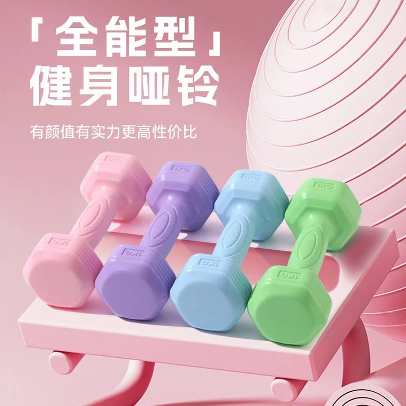 哑铃女士健身器材家用瘦肚子杠铃壶铃儿童青少年女小哑铃2KG一对