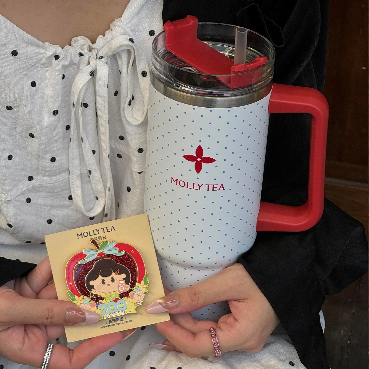 上新茉莉奶白鲁豫200店限定周边冰霸杯304不锈钢吸管杯水杯女生大容量