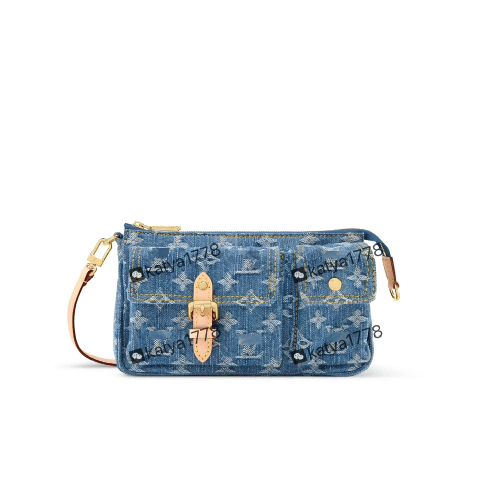 ZP Grade Top-Tier 2026 Denim Bag Series Pochette Accessories Cargo Mini Bag M27602 Denim Blue 260413