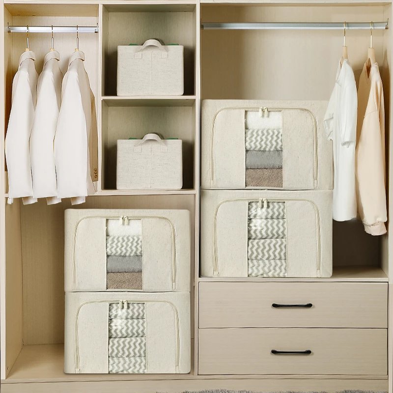 The thick cotton rinse can be picked up on the side of the window design, and the built-in steel racks support the solid multi-purpose cotton groceries box of the canners.