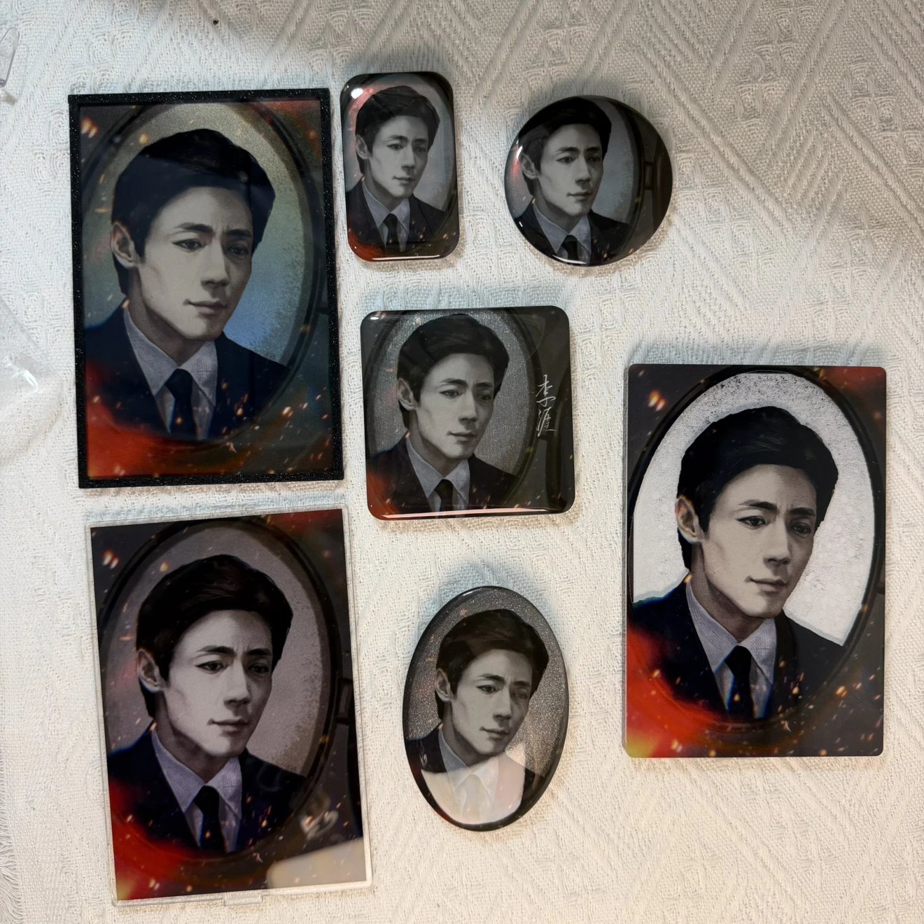 In Stock Li Ya Fanart Set: Double Flash Badge, Double Flash Acrylic Color Paper, Standee, Quicksand Mahjong Full Set