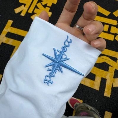 现货秒发立体刺绣PCLP六芒星刺绣长袖t恤男秋季 cleanfit美式卫衣高级感内搭打底衫