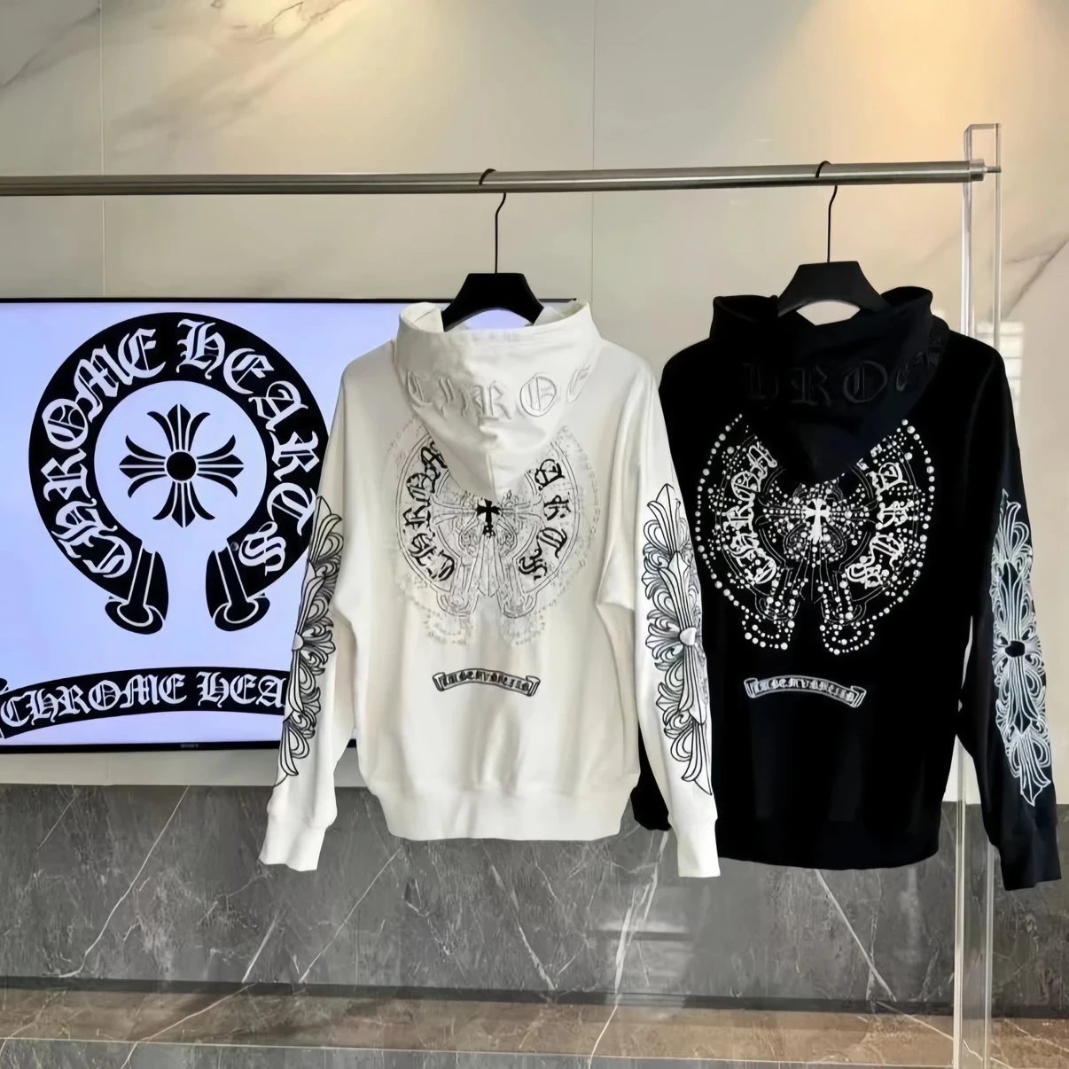 现货秒发雪花出品 克罗心十字架珍珠印花长袖连帽卫衣外套广州高版本 三标齐全 细节无敌比广州塔还高下单送礼品下单备注身高体重