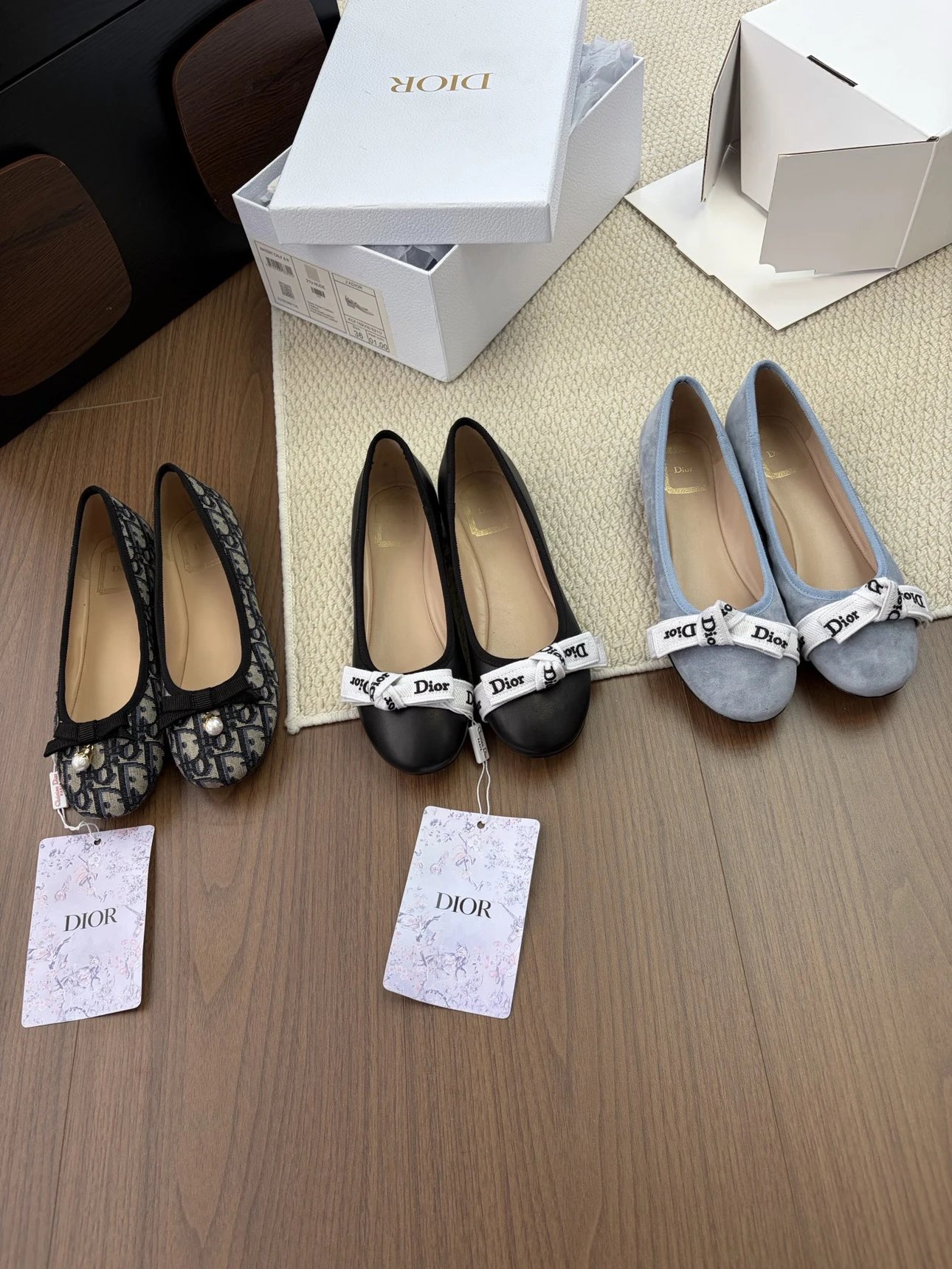 渠道版本莞产高版本Dior新款蝴蝶结芭蕾舞鞋迪奥单鞋凉鞋黑色刺绣低帮鞋平底鞋女鞋子迪奥鞋子轻奢鞋子迪奥鞋子子潮