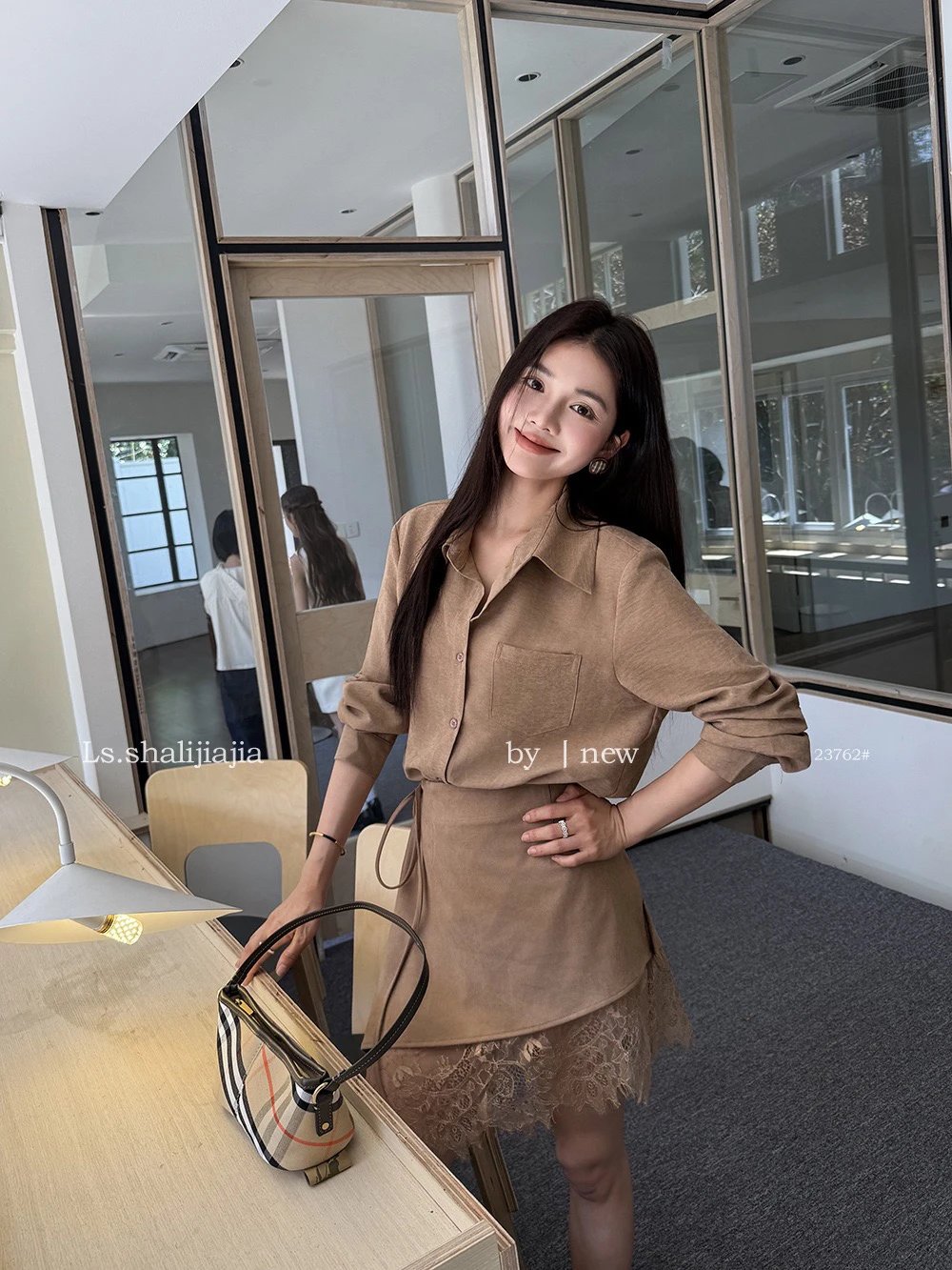 LS 休闲优雅衬衫蕾丝半身裙套装女广州十三行2026早秋新款