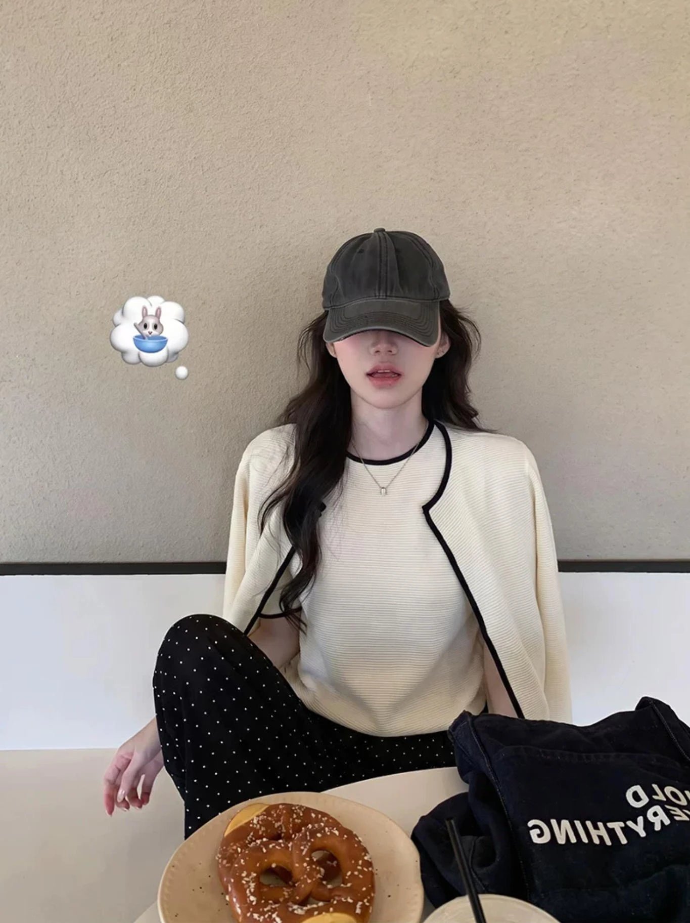 JSG法式撞色针织套装女早秋长袖开衫外套上衣内搭修身马甲背心两件套