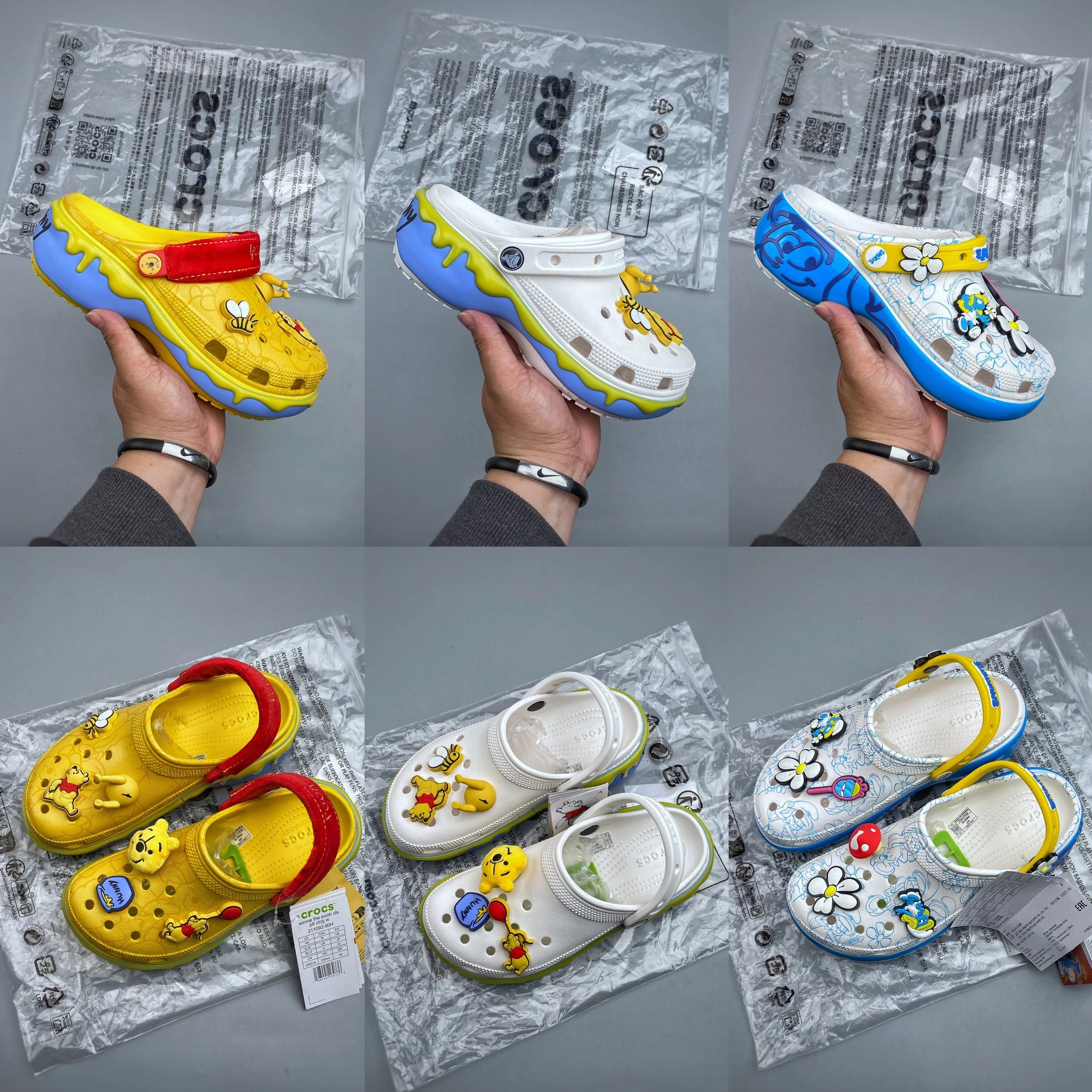 配件丢失扣10Crocs 卡骆驰 Classic clog 全幅印花洞洞鞋 云朵蓝精灵 云朵小熊维尼 经夏季经典两用沙滩洞洞鞋 凉鞋拖鞋 透明防水袋包装  3440